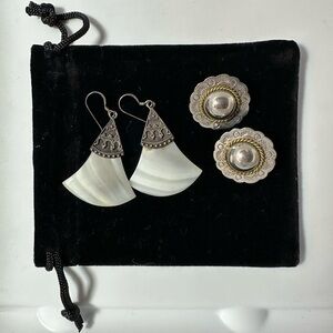 Vintage Mother of Pearl Sterling Earrings